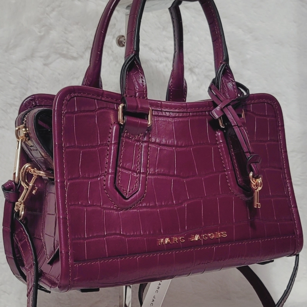Marc Jacobs NWT Satchel Shoulder Bag Crossbody Handbag Purse Croc Embossed